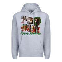 Heather Grey happy holidays mustang horse Premium Hoodie - LillyAllenDesigns