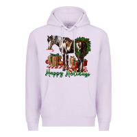 Lilac happy holidays mustang horse Premium Hoodie - LillyAllenDesigns