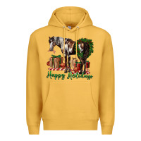 Mustard happy holidays mustang horse Premium Hoodie - LillyAllenDesigns