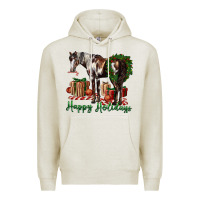 Oatmeal Heather happy holidays mustang horse Premium Hoodie - LillyAllenDesigns