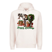 Pale Pink happy holidays mustang horse Premium Hoodie - LillyAllenDesigns