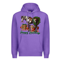 Purple happy holidays mustang horse Premium Hoodie - LillyAllenDesigns
