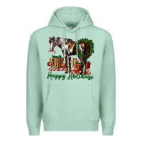 Seafoam happy holidays mustang horse Premium Hoodie - LillyAllenDesigns
