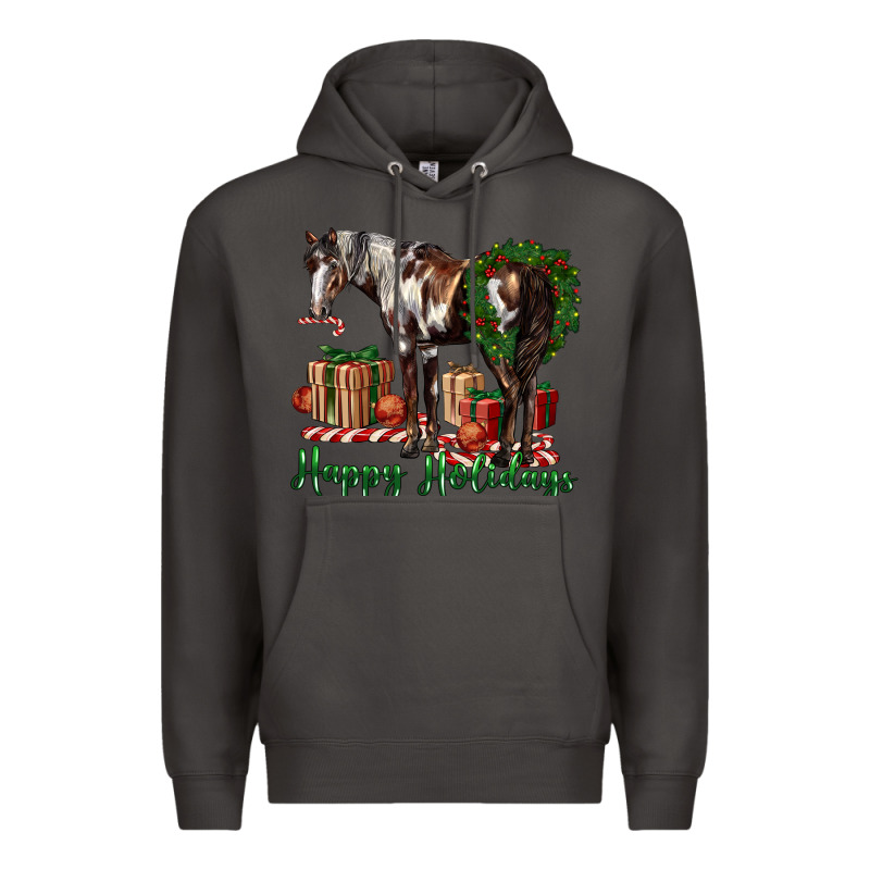 Happy Holidays Mustang Horse Premium Hoodie by LillyAllenDesigns | Teevron