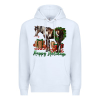 White happy holidays mustang horse Premium Hoodie - LillyAllenDesigns