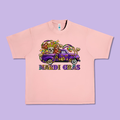 Mardi Gras Skull Truck Urban Heavy Tee Designed By Fadigitalartstudio