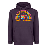 Plum back to school rainbow teach love inspire Heavyweight Hoodie - AdoDesignShop