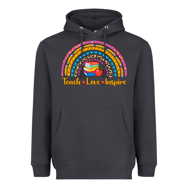 Back To School Rainbow Teach Love Inspire Heavyweight Hoodie by AdoDesignShop | Teevron