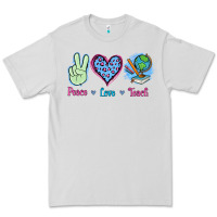 Dove Grey Peace Love Teach Premium Tee - Jasminsmagicworld
