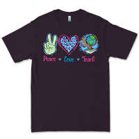 Plum Peace Love Teach Premium Tee - Jasminsmagicworld