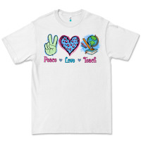 White Peace Love Teach Premium Tee - Jasminsmagicworld