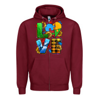 Burgundy love with heart sunflower Zipper Hoodie - AdoDesignShop