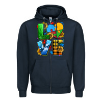 Navy love with heart sunflower Zipper Hoodie - AdoDesignShop