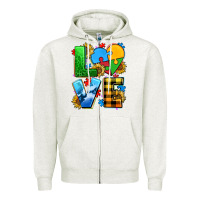 Oatmeal Heather love with heart sunflower Zipper Hoodie - AdoDesignShop