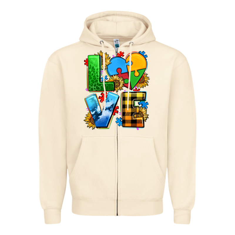 Love With Heart Sunflower Zipper Hoodie by AdoDesignShop | Teevron