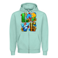 Seafoam love with heart sunflower Zipper Hoodie - AdoDesignShop