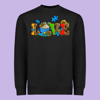 Autism Coffee Cup With Sunflower Heavyweight Sweatshirt Designed By Adodesignshop