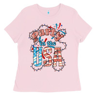 Bubblegum Pink Party in the USA 4th of july Ladies Tee - HowdyJamesFarm