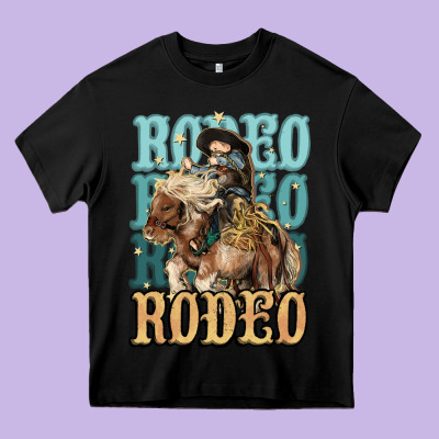 Rodeo Kid Cowboy Midilli Horse Heavy Core Tee Designed By Howdyjamesfarm