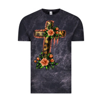 Cloud Black Flower Cross Vintage Tee - Jasminsmagicworld