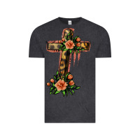 Vintage Black Flower Cross Vintage Tee - Jasminsmagicworld