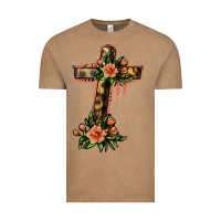 Vintage Coffee Flower Cross Vintage Tee - Jasminsmagicworld