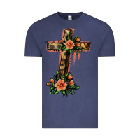 Vintage Denim Flower Cross Vintage Tee - Jasminsmagicworld
