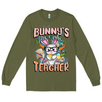 Army Green Bunny's Favorite Teacher Easter Day Long Sleeve Tee - FaDigitalArtStudio