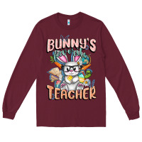 Burgundy Bunny's Favorite Teacher Easter Day Long Sleeve Tee - FaDigitalArtStudio