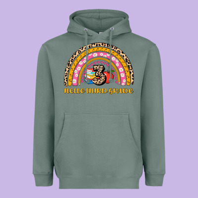 Back To School Rainbow Hello Third Grade Heavyweight Hoodie Designed By Adodesignshop