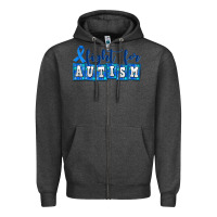 Charcoal Heather fight for autism Zipper Hoodie - AdoDesignShop