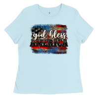 Baby Blue God bless America  4th of July Ladies Tee - CowGirlArtShop