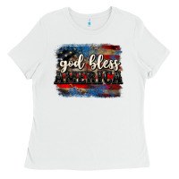 White God bless America  4th of July Ladies Tee - CowGirlArtShop