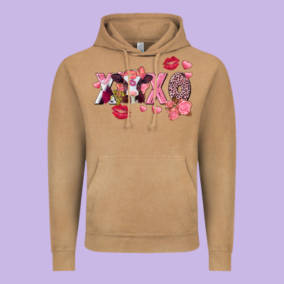 Xoxo Baby Cow Valentine's Day Vintage Hoodie Designed By Fadigitalartstudio