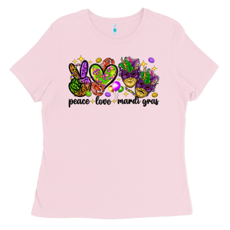 Peace Love Mardi Gras Ladies Tee by HowdyJamesFarm | Teevron