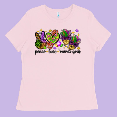 Peace Love Mardi Gras Ladies Tee Designed By Howdyjamesfarm
