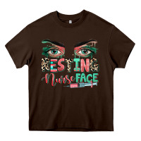 Chocolate Brown resting nurse face Heavy Core Tee - RanaPortraitStore