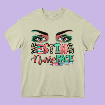 Resting Nurse Face Heavy Core Tee Designed By Ranaportraitstore