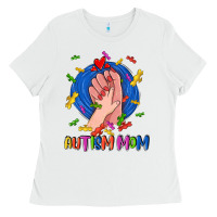 White Autism Mom Ladies Tee - CowGirlArtShop