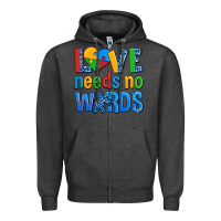 Charcoal Heather love needs no words autism Zipper Hoodie - AdoDesignShop