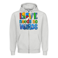 Dove Grey love needs no words autism Zipper Hoodie - AdoDesignShop