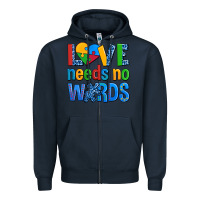 Navy love needs no words autism Zipper Hoodie - AdoDesignShop