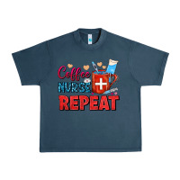 Midnight Navy Coffee Nurse Repeat Urban Heavy Tee - FaDigitalArtStudio