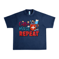 Navy Coffee Nurse Repeat Urban Heavy Tee - FaDigitalArtStudio