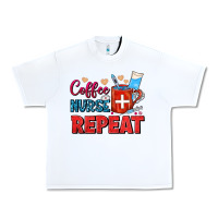 White Coffee Nurse Repeat Urban Heavy Tee - FaDigitalArtStudio
