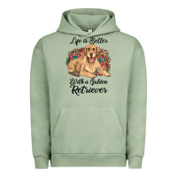 Pigment Oil Green life is better with a golden retriever Urban Hoodie - JahusDesignShop