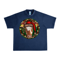 Navy Longhorn Cow Christmas Urban Heavy Tee - RanaPortraitStore