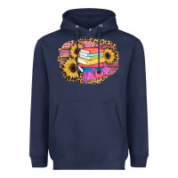 Navy books sunflower back to school background Heavyweight Hoodie - AdoDesignShop
