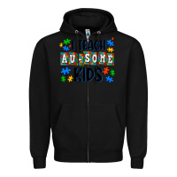 Black i teach ausome kids Zipper Hoodie - AdoDesignShop