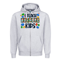 Heather Grey i teach ausome kids Zipper Hoodie - AdoDesignShop